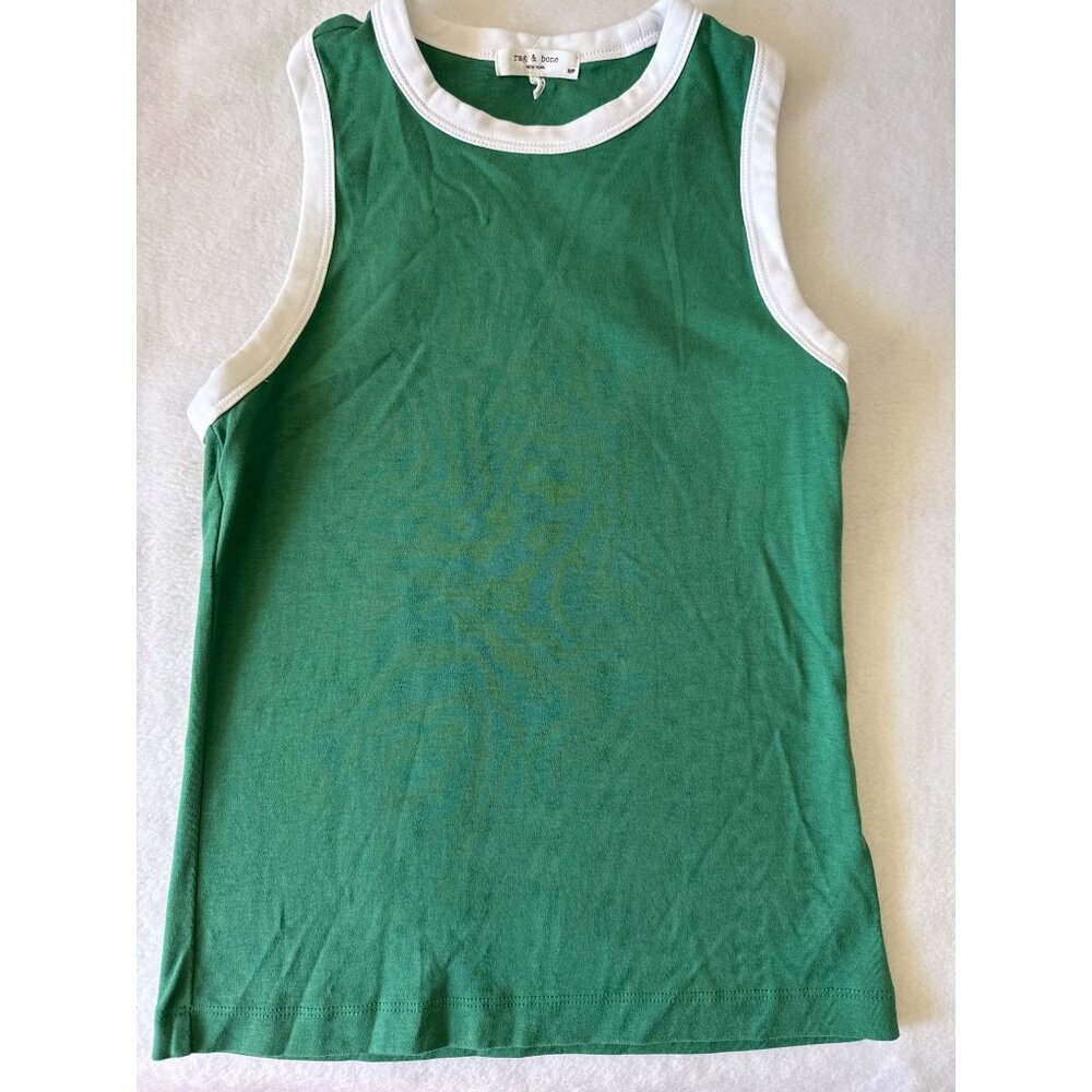 Rag & Bone Green White Racerback ringer Tank Top size Small - Picture 3 of 6